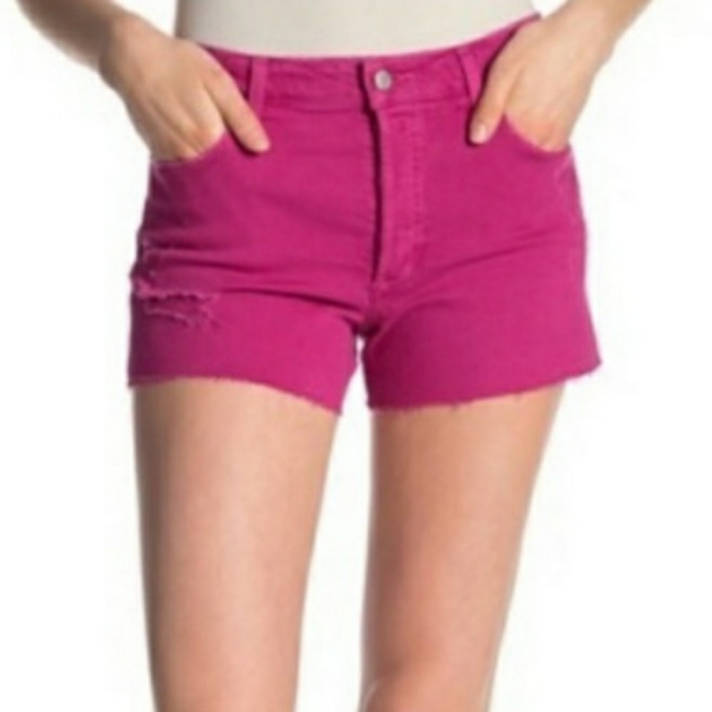 DECREE Pink Hi Rise High Waist Cutoff Frayed Denim Jean Shorts Junior Size Small